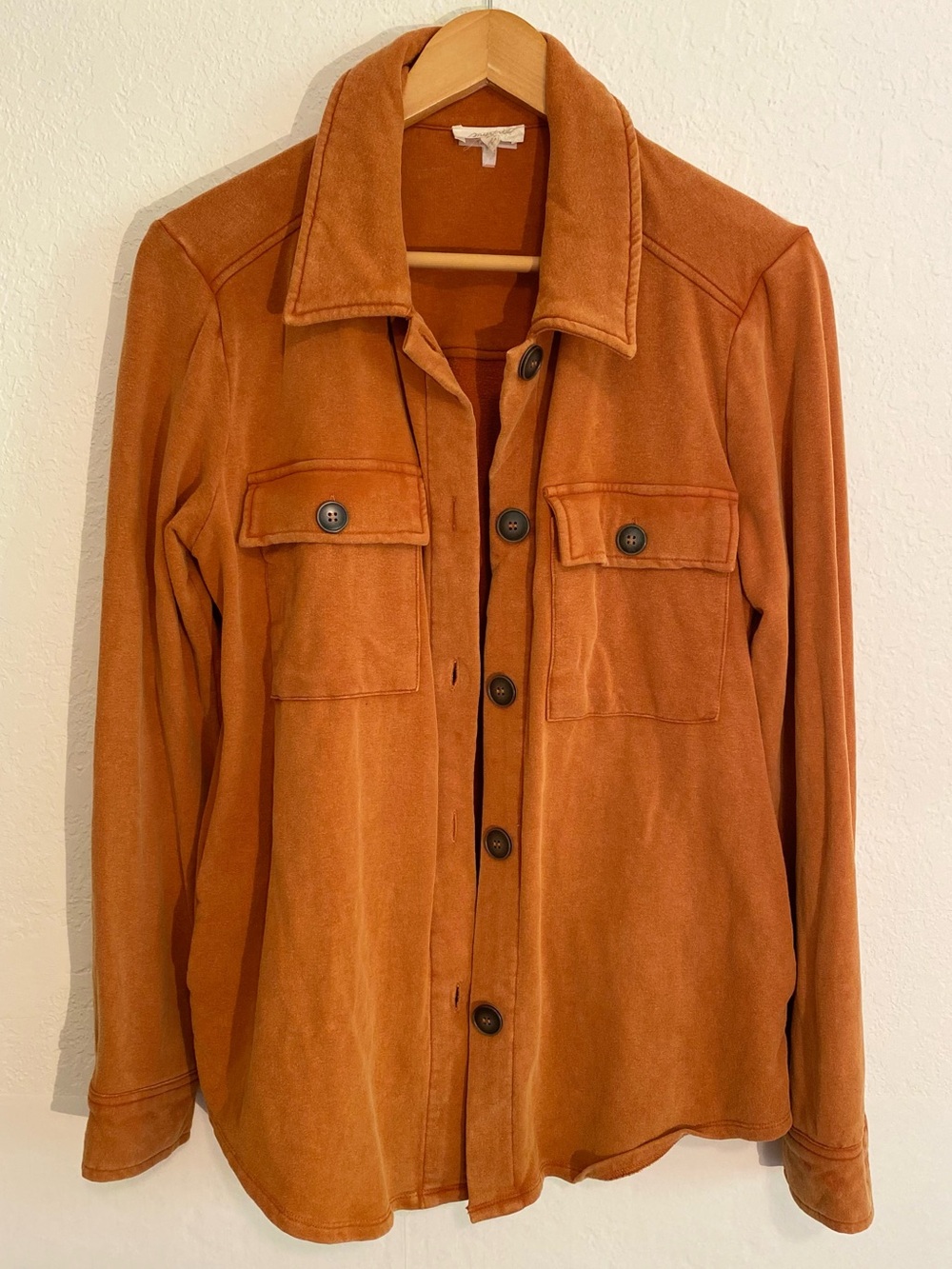 Mystree Suede Look Shirt Jacket in Burnt Orange Vintage Inspired Women’s Size S